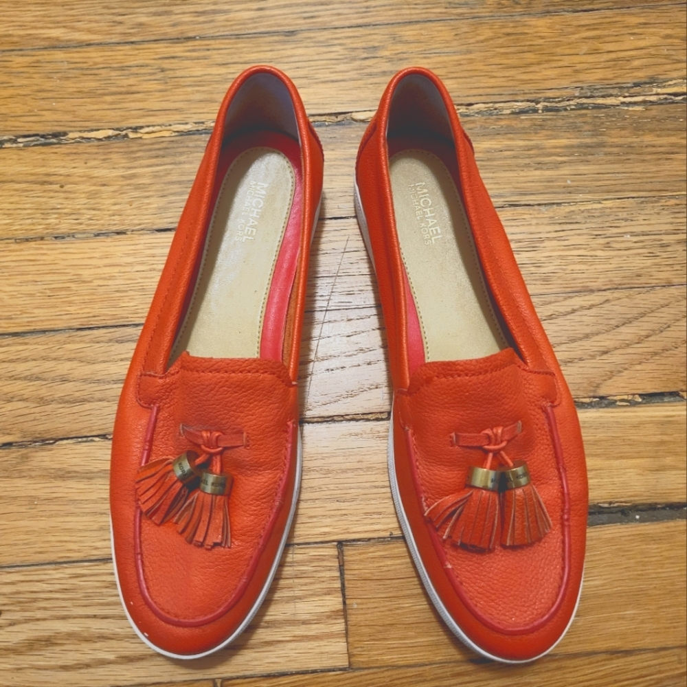 Michael Kors Red/Orange Callahan Boat Shoes Women's Size 8